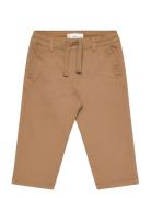 Mango Drawstring Cotton Trousers Brun