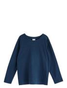 Lindex Top L S Slub Basic Marinblå