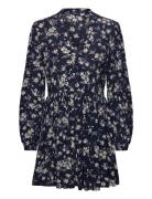 Polo Ralph Lauren Floral Butt D Crepe Dress Marinblå