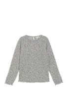 Minymo T-Shirt Ls Aop Rib Grå