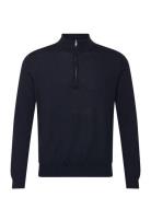 Mango 100% Wool Sweater With Perkins Neck Marinblå