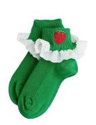 Mini Rodini Strawberry Emb Lace 1-Pack Socks Grön