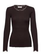 Rosemunde Rwbabette Silk Ls Lace T-Shirt Brun