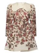 Malina Leoni Silk Blend Mini Dress Kräm