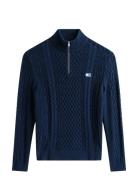 Tommy Jeans Tjm Slim Badge Cable Qrtr Zip Marinblå