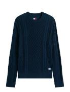 Tommy Jeans Tjm Slm Badge Cable Knit Sweater Marinblå