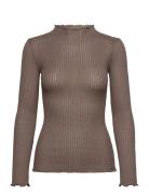Rosemunde Rwbelize Silk Ls T-Neck T-Shirt Brun