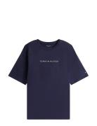 Tommy Hilfiger Ss Tee Cont. Logo Marinblå