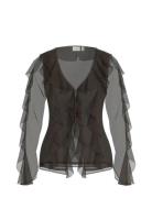 Vila Vifalia L/S Frill Kimono Top/Ka Brun