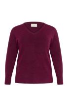 Kaffe Curve Kcniela V-Neck Pullover Burgundy