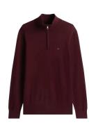 Tommy Hilfiger Essential Cotton Zip Mock Burgundy