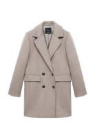 Mango Double-Breasted Wool Coat Grå