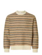 Selected Slhrevy Ls Knit Relaxed Jac Crew Neck Beige