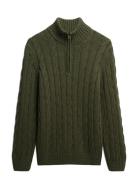 Superdry Jacob Cable Knit Half Zip Grön
