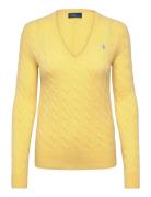 Polo Ralph Lauren Cable-Knit Wool-Cashmere V-Neck Sweater Gul