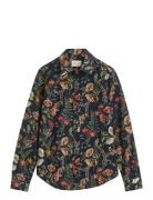 GANT Reg Floral Print Cot Silk Shirt Blå