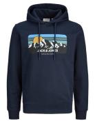 Jack & J S Jjpeak Sweat Hood Ln Marinblå