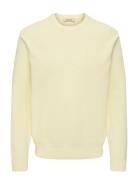 ONLY & SONS Onstony Ds 12 Ls Waffle Crew Knit Noos Kräm