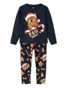 Name It Nmmslava Paw Ls Nightset Cplg Marinblå