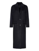 Mango Long Wool Coat Marinblå